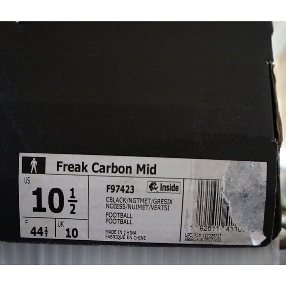 adidas F97423 Men's Sz 10.5 Black/Gray Freak Carbon Mid Football Cleats - Picture 11 of 11